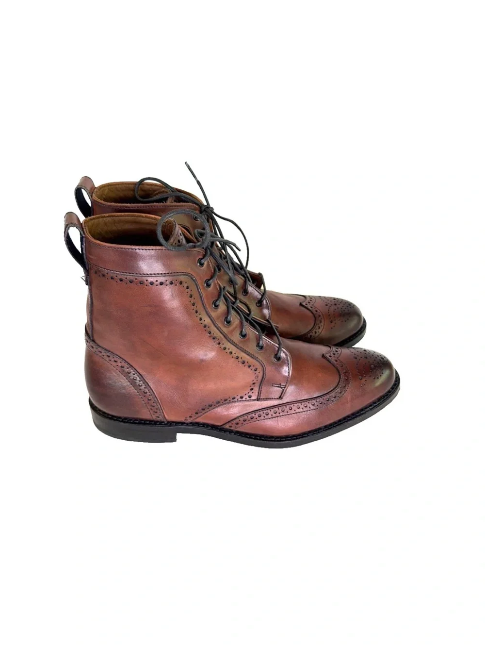 Allen Edmonds Port Washington Burgundy Leather Brogue Wingtip Ankle Boots Sz 10D